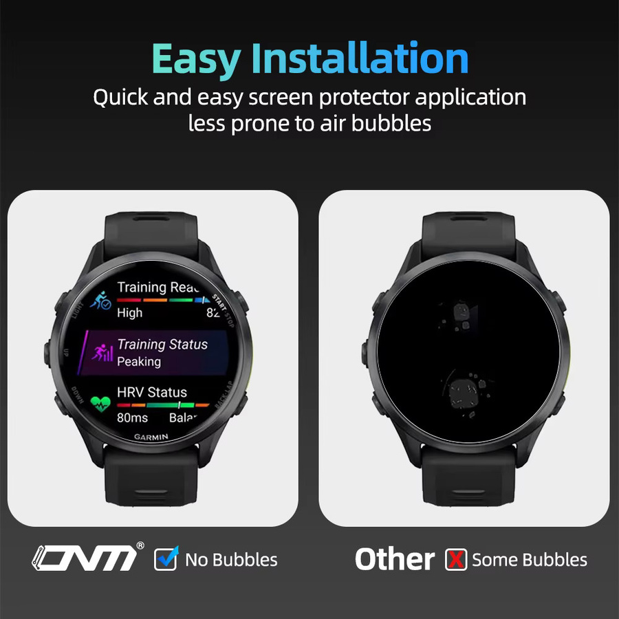 ONM Hydrogelfolie für Garmin Forerunner 970/570, Displayschutzfolie HD Clear Full Coverage, transparent, passend für 42 mm und 47 mm - Bild 3
