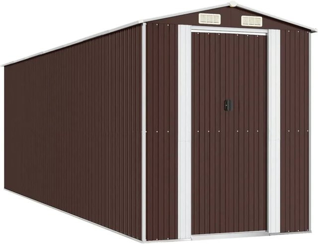 vidaXL Geräteschuppen aus verzinktem Stahl in Dunkelbraun mit Schiebetür und Lüftungsschlitzen, B/T/H: 606 x 192 x 223 cm - Bild 1
