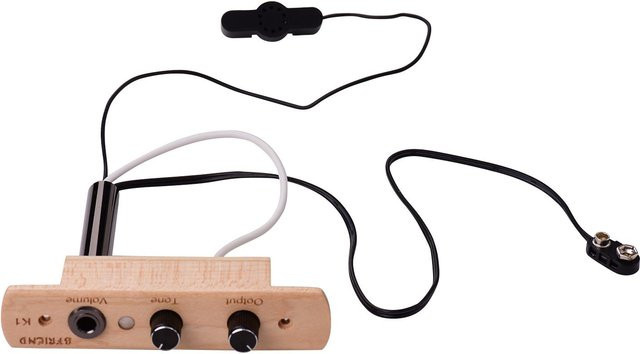 Igeteck Cajon Drum Sound Hole Pickup Mikrofon-Tonabnehmersystem mit Tonlautstärkeregler in Schwarz - Bild 1