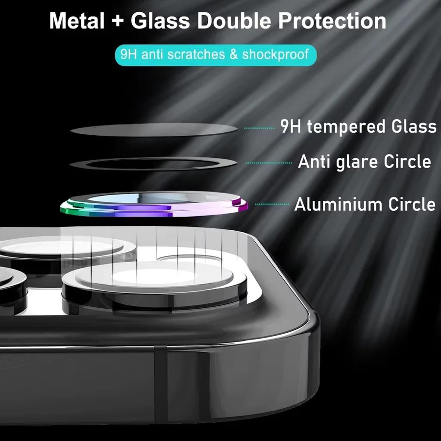 2-3 Stück Kamera Objektiv Schutz für iPhone 14 Pro Max und iPhone 14 Plus aus Glas und Metall in Multicolour - Bild 4