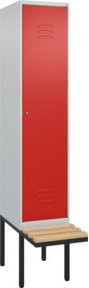 C+P Spind Classic PLUS Garderobenschrank mit Sitzbank, 1 Abteil, Zylinderschloss, 4 Garderobenhaken, mittige Trennwand, B/T/H: 212,0 x 40,0 x 81,5 cm - Bild 1