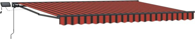 vidaXL Manueller Markisenrahmen mit LED-Beleuchtung in Orange, Schwarz und Anthrazit, B: 500 cm, T: 300 cm - Bild 1