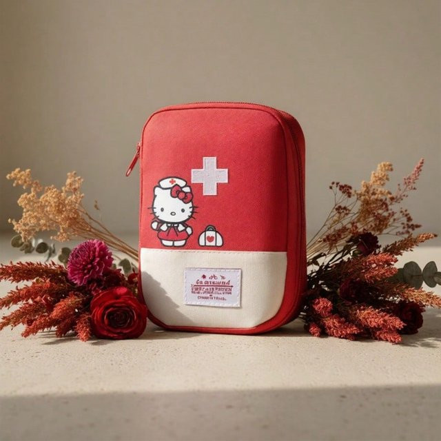 Sanrio Tragbare Erste-Hilfe-Tasche aus Stoff mit Griffen in Blau oder Rot - Bild 1