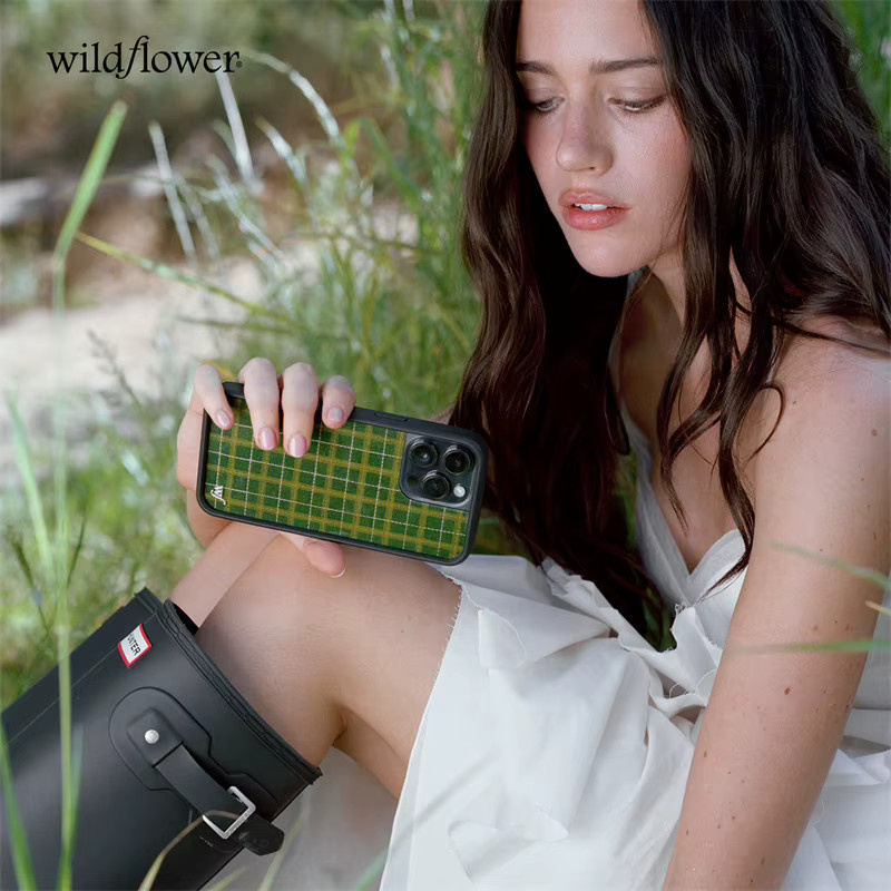 Wildflower New Olivia Neill Handyhülle für iPhone 11 bis 17 Pro Max Plus mit Vintage-Gitter-Design in Grün - Bild 3