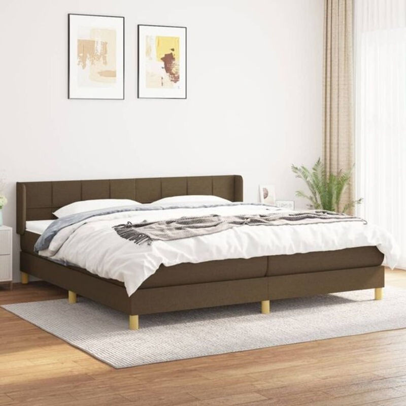 Vidaxl Boxspringbett mit Matratze aus Stoff in Braun und Weiß, B/T/H: 200 x 200 x 78 cm - Bild 1