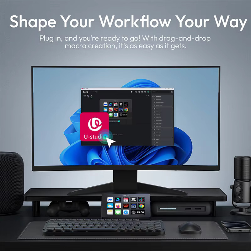 Ulanzi D200 StreamDeck Visuelle Tastatur mit 13 LCD-Tasten in Schwarz für Live-Streaming und Studio-Content-Erstellung auf Mac - Bild 3