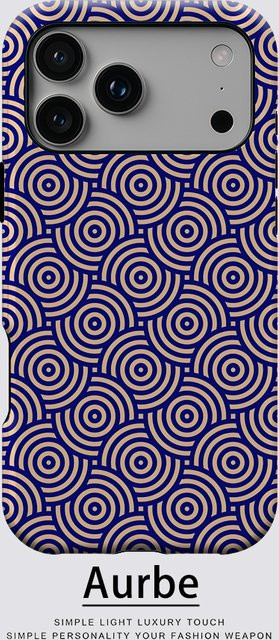 Potdemiel Magnetische Handyhülle Indigo mit konzentrischen Kreisen für iPhone 17 16 15 14 13 Pro Max Plus, Robuste Einzel- und Doppelschichtige Schutzhülle, Blau - Bild 1