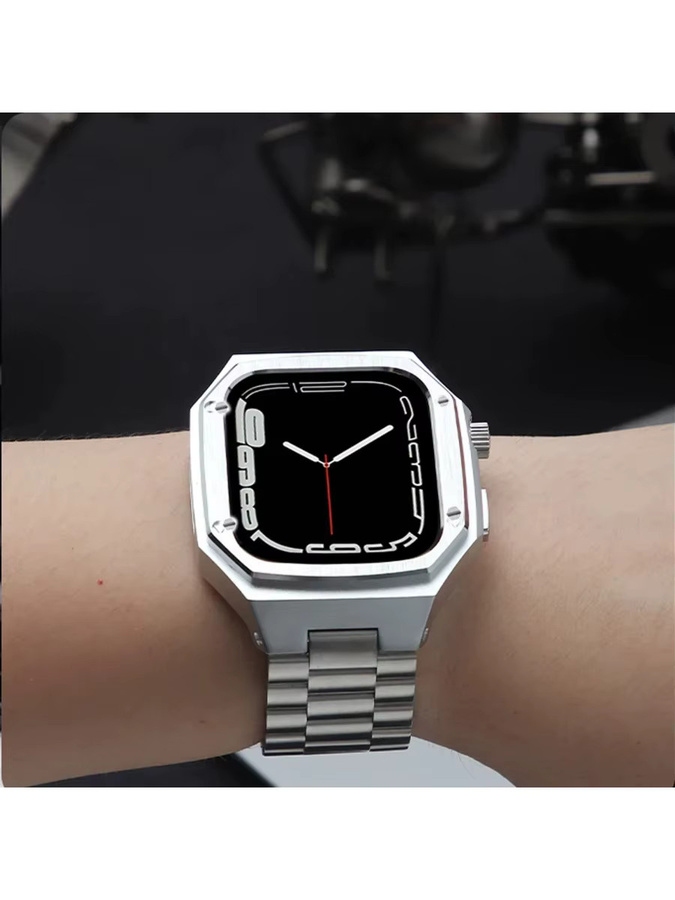 FancyWrist Uhrenarmband mit Gehäuse, Edelstahl, Silber, Apple Watch - Bild 6