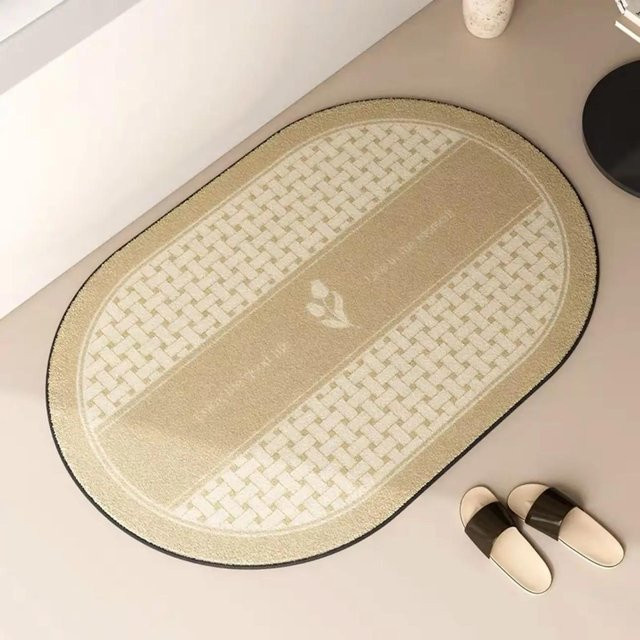 Saugfähige Badezimmerfußmatte von Household supplies MH in Beige, modern und rutschfest, B/T: 60 x 40 cm - Bild 1