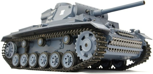 TPFLiving RC-Panzer Kampfwagen III V7.0 Pro, Spielfahrzeug, mit Schussfunktion, Sound und Rauch, Maßstab 1:16 - Bild 1