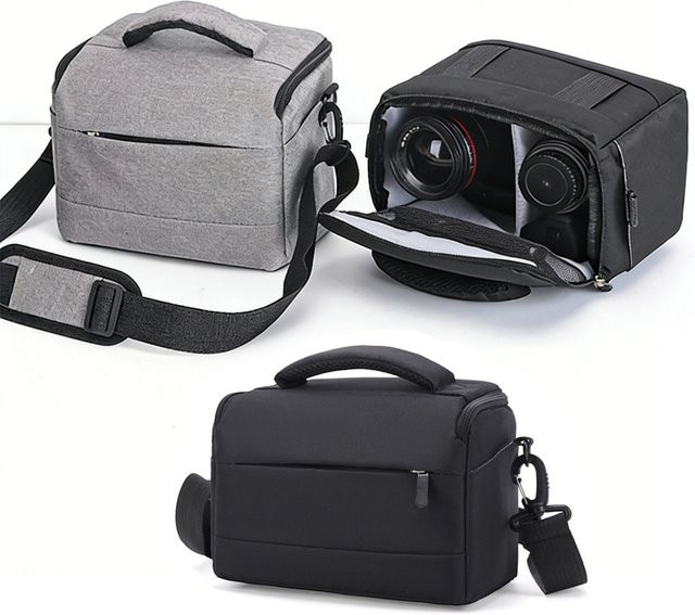 DIXSG Universelle Nylon-DSLR-Kameratasche als tragbare Schultertasche für Sony Nikon Canon und Panasonic in Schwarz und Grau - Bild 1