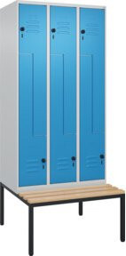 C+P Z-Spind Classic PLUS Sitzbank mit 6 Fächern und Sicherheits-Drehriegel, Sitzfläche aus Buche-Hartholz, B/T/H: 212,0 x 90,0 x 81,5 cm - Bild 1