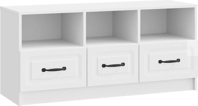 vidaXL TV-Schrank in Hochglanz Weiß mit minimalistischem Design, B/T/H: 102 x 34,5 x 47 cm - Bild 1