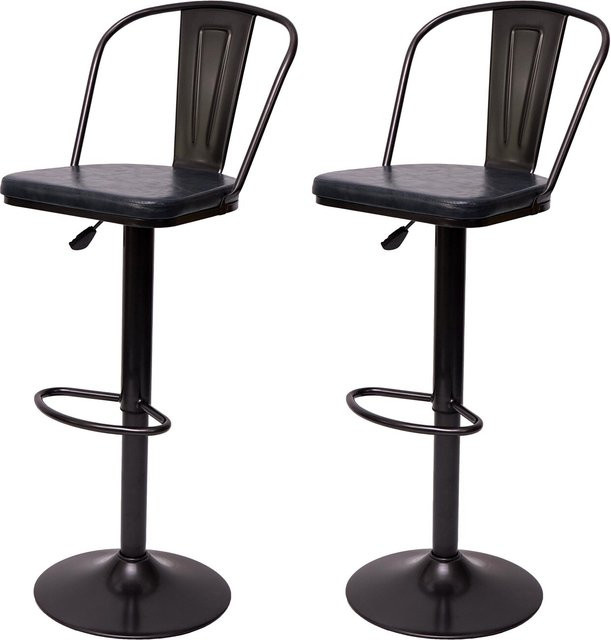 2er-Set Barhocker MCW-H10a Industrial, höhenverstellbar und drehbar, Kunstleder und Metall, grau - Bild 1
