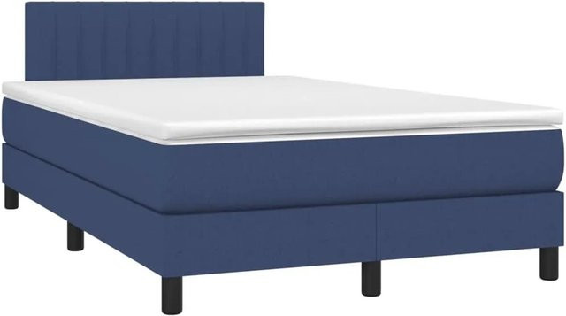 vidaXL Boxspringbett mit Matratze Hybrid-Design in Blau und Weiß, B/T/H: 120 x 190 cm - Bild 1