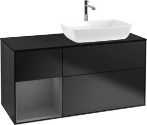 V&B Waschtischunterschrank Finion mit Wandbeleuchtung, Blau lackiert, Breite: 120 cm, Tiefe: 50,1 cm, Höhe: 50,1 cm - Bild 1