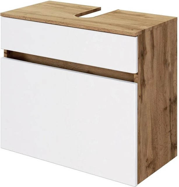 Waschbeckenunterschrank Bari von Held Möbel in Matt Weiß-Wotaneiche, Breite: 60 cm, Höhe: 54 cm, Tiefe: 35 cm - Bild 1