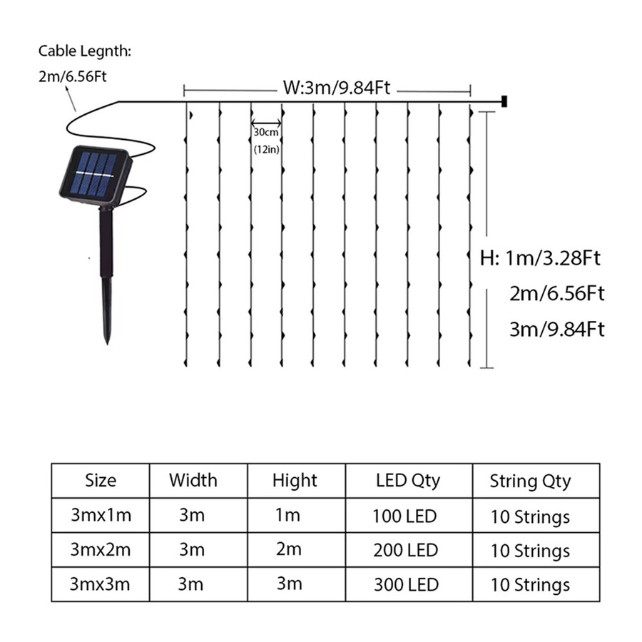 Topdii Solar LED Vorhang Lichterkette aus Kupferdraht für Garten, Terrasse und Party - Bild 2