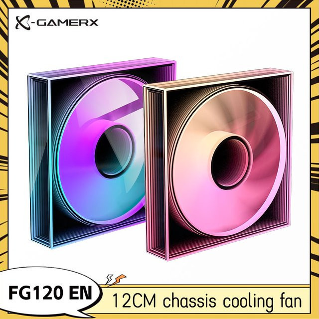 Power Train FG120 ARGB PC-Lüfter mit fünfseitigem Vollspiegel, PWM 12V, leiser Kühler für Computergehäuse, 40,45 CFM, 600-1600 RPM, Schwarz/Weiß/Multicolor - Bild 1