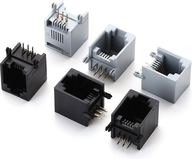JCD RJ12 6P6C RJ11 PCB Modulare Telefonstecker Buchsen Interface Set in Grau und Weiß - Bild 1