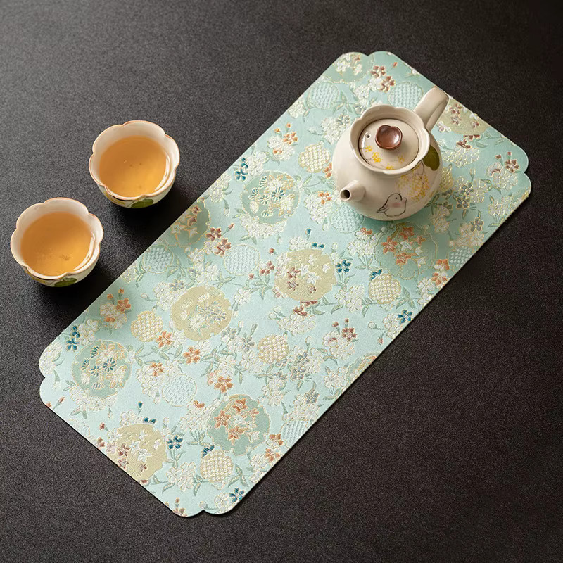 Wasserdichte Teematte mit Dianthus-Blumenmuster, doppelseitig nutzbare Zen-Tischmatte in Multicolour, ideal als Topfuntersetzer oder Trockentisch - Bild 2
