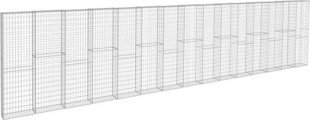 vidaXL Gabionenwand aus verzinktem Stahl mit Abdeckung, Farbe: Silber, B/T/H: 900 x 50 x 200 cm - Bild 1