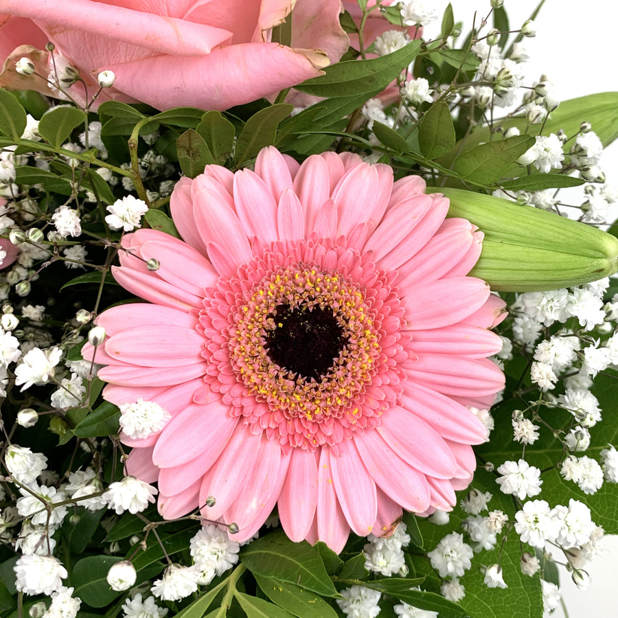Chiara Bouquet Mixed Gerbera Rose Lily Greenery Pink - Bild 2