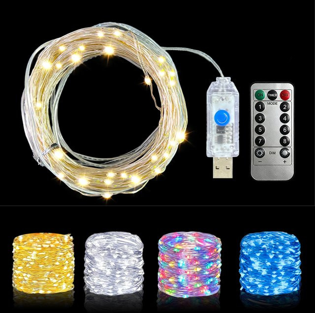 OKAL RED EAST LED Lichterkette aus Kupferdraht, batteriebetrieben, Mehrfarbig, für Garten, Schlafzimmer, Party und Hochzeit - Bild 1