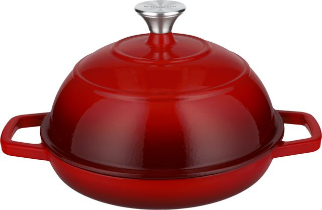SILVERCREST Premium-Gusseisenbrottopf aus emailliertem Gusseisen, Rund, Rot, Durchmesser: 25,0 cm, Höhe: 17,5 cm - Bild 1