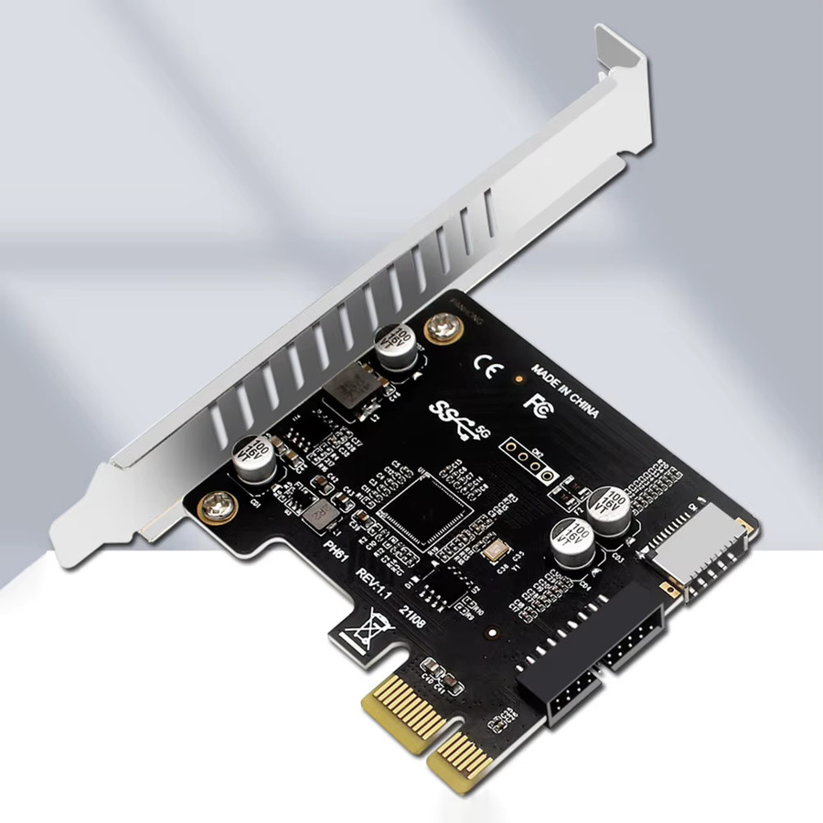 VODOOL USB 3.0 Erweiterungskarte PCI-E zu USB 3.0 Hub Splitter mit 19PIN Anschluss, Schwarz - Bild 2