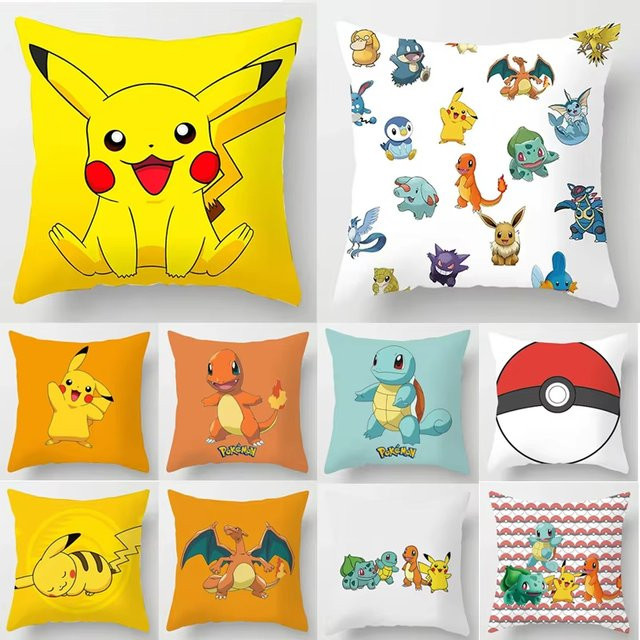 Potdemiel Pikachu Kissenbezug mit Cartoon Anime Motiv, quadratisch, 45 x 45 cm - Bild 1