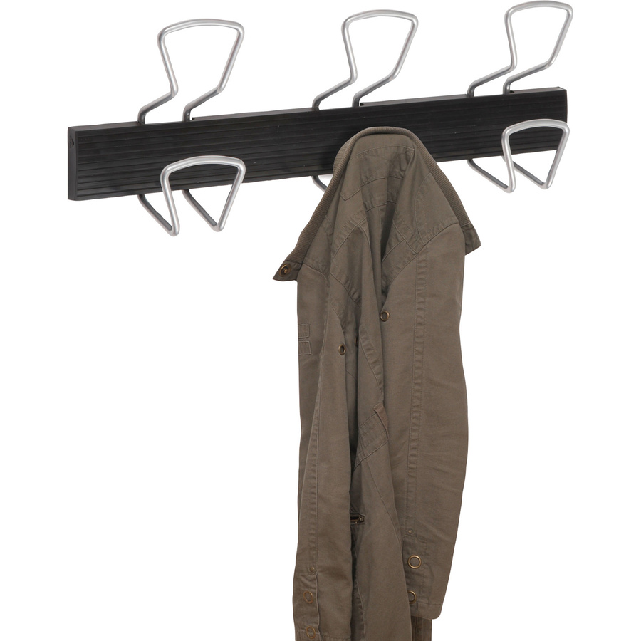 Alba Wandgarderobe mit 6 Haken in Schwarz und Silber, moderne Garderobe für den Flur aus Metall und Kunststoff - Bild 2