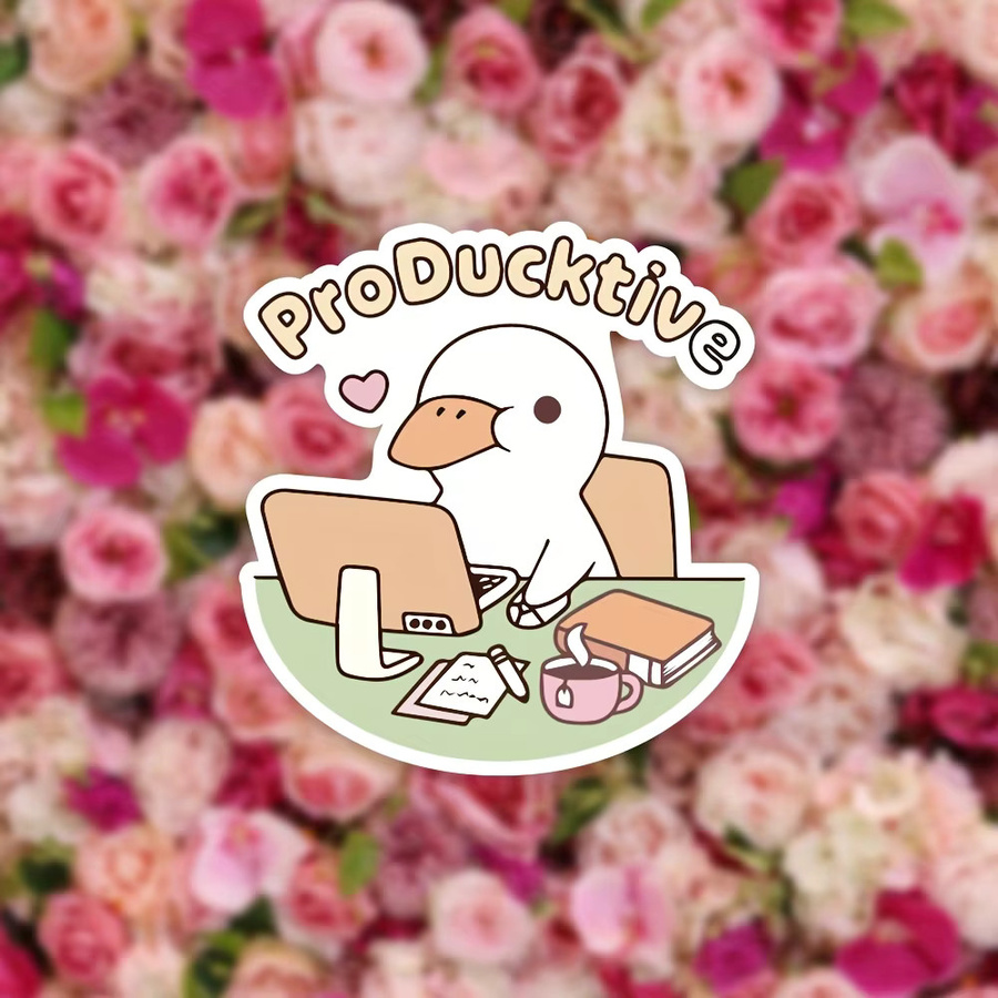 5 Stück ProDucktive Enten-Vinylaufkleber mit humorvollem Be Productive Design für Laptop, Auto und Flaschen - Bild 2
