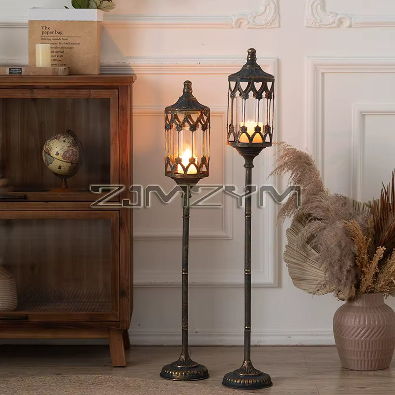 Freistehender Kerzenhalter ZJMZYM im Retro-Design als dekorative Laterne für Wohnraum und Garten - Bild 2