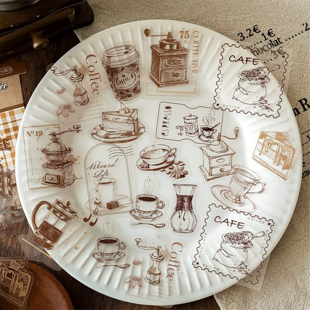 6style Retro-Kaffee Dekorationsaufkleber aus PET, 30 Stück, Mehrfarbig, für DIY und Scrapbooking - Bild 1