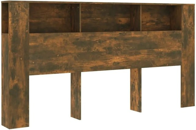 vidaXL Kopfteil mit integrierten Ablagen in Räuchereiche, Breite: 200 cm, Tiefe: 18,5 cm, Höhe: 104,5 cm - Bild 1