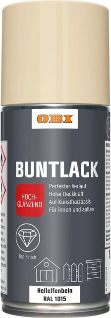 OBI Buntlack Spray RAL 1015 Hellelfenbein Beige hochglänzend 150 ml - Bild 1