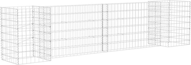 vidaXL H-förmiger Gabionen-Pflanzkübel aus Stahldraht in Silber, B/T/H: 260 x 40 x 60 cm - Bild 1