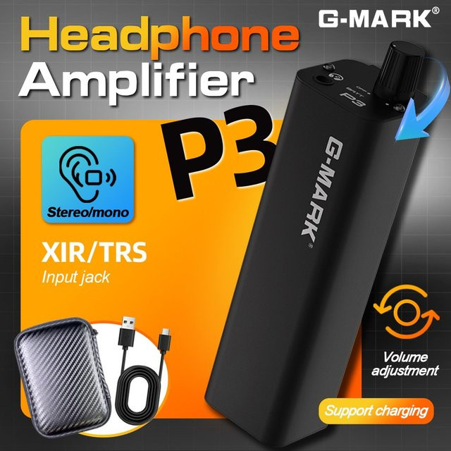 G-MARK P3 In-Ear-Monitor-Verstärker mit Metallgehäuse und Lithium-Akku in Schwarz, tragbarer Kopfhörerverstärker für Stereo und Mono - Bild 1