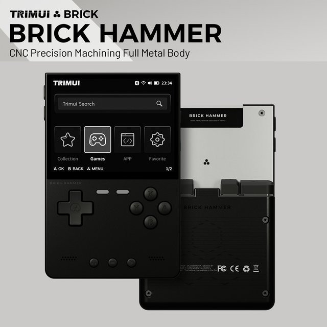 Trimui Brick Hammer Retro Handheld Spielkonsole mit Metallgehäuse und 3,2 Zoll IPS-Bildschirm in Grau - Bild 1