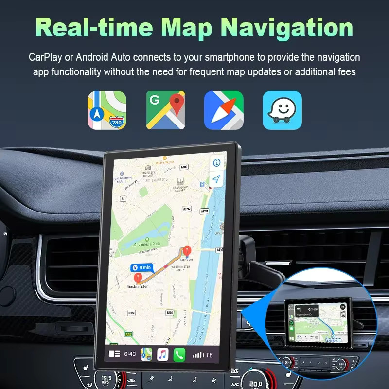 Jansite Magnetische Auto Multimedia Player Halterung mit 7/8 Zoll Display Unterstützung für Wireless CarPlay und Android Auto in Schwarz - Bild 5