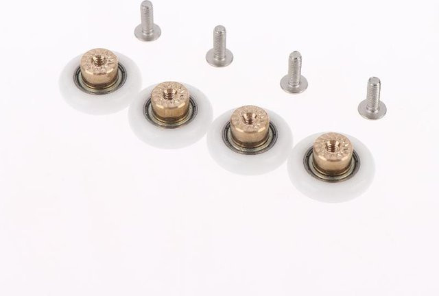 4er-Set Duschkabinen-Ersatzläufer mit Rollenrädern aus Messing und Kunststoff in Weiß, Durchmesser: 23 mm - Bild 1