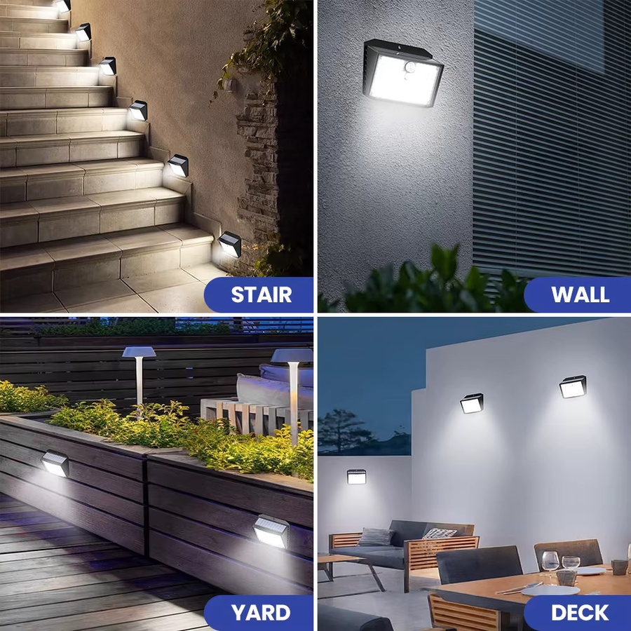 Solar-Wandleuchte mit 158 LEDs und Bewegungssensor, wasserdichte Außenleuchte in Schwarz für Terrasse und Garten mit 3 Beleuchtungsmodi - Bild 7