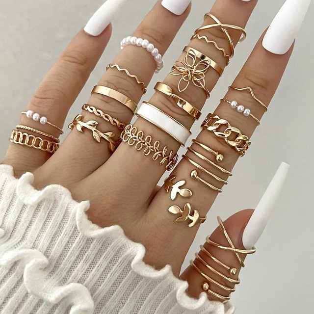 YIRAN Schmuck-Set Knöchelringe, Kupfer, Gold, Damen - Bild 1