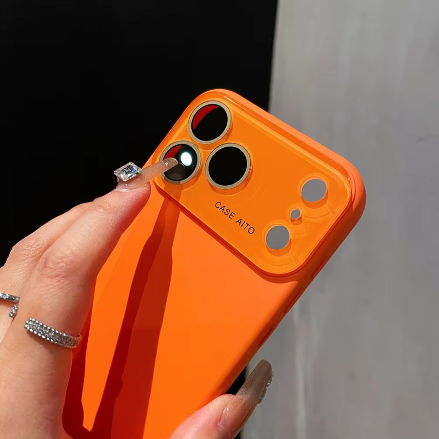 Stoßfeste Flüssigsilikon-Handyhülle mit matter Oberfläche für Apple iPhone 17 Pro Max, 15, 14, 13, 12 in Grau oder Orange - Bild 2