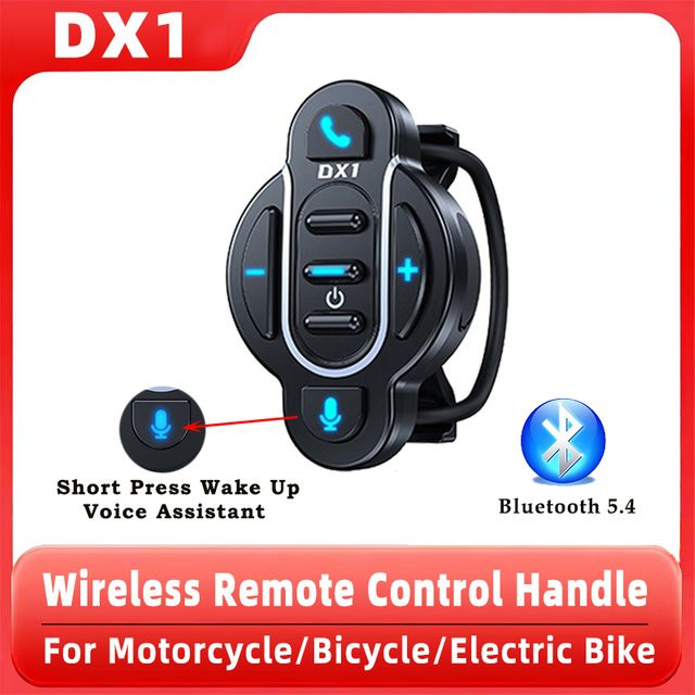 DX1 Drahtloser Fernbedienungsgriff für Motorrad, Fahrrad und Elektrofahrrad mit Bluetooth und Sprachassistent in Schwarz, IP65 wasserdicht - Bild 1