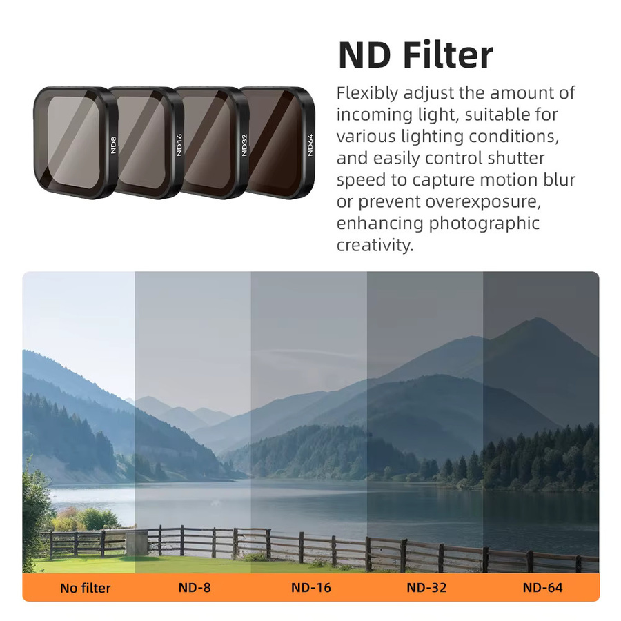 XFJI Objektivfilter-Set mit CPL ND8 ND16 ND32 UV Diffusions-Filtern und 1/4 Schnellwechsel-Rahmen für Insta360 Ace Pro 2 Action-Kamera, Schwarz - Bild 3