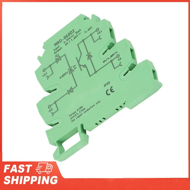 DC-Zustandsrelais MRD-060D2, ultradünnes Relaismodul mit 4–32 VDC Eingang, NO DIN-Schienen-Relais, Farbe: Grün - Bild 1