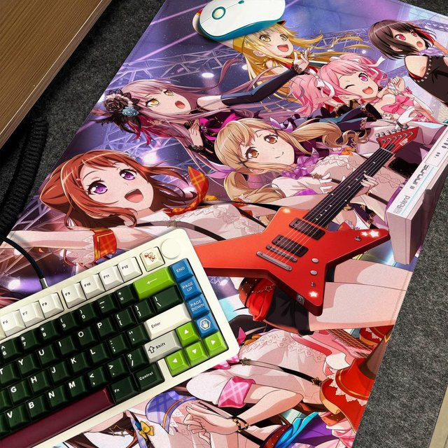B-BanG D-Dream Mauspad XXL rutschfeste Gamer-Schreibtischunterlage mit HD Art Design in Schwarz und Multicolour, B/T: 90 x 40 cm - Bild 1