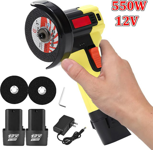 OWJHE Mini Winkelschleifer 550W Akku wiederaufladbare elektrische Handschleifmaschine und Poliermaschine in Blau und Gelb - Bild 1